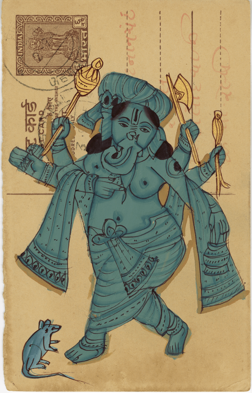 Blue Standing MahaGanesha Postcard - Nakhrro
