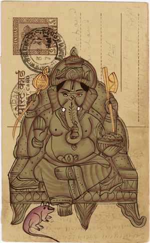 Beige MahaGanesha Postcard - Nakhrro
