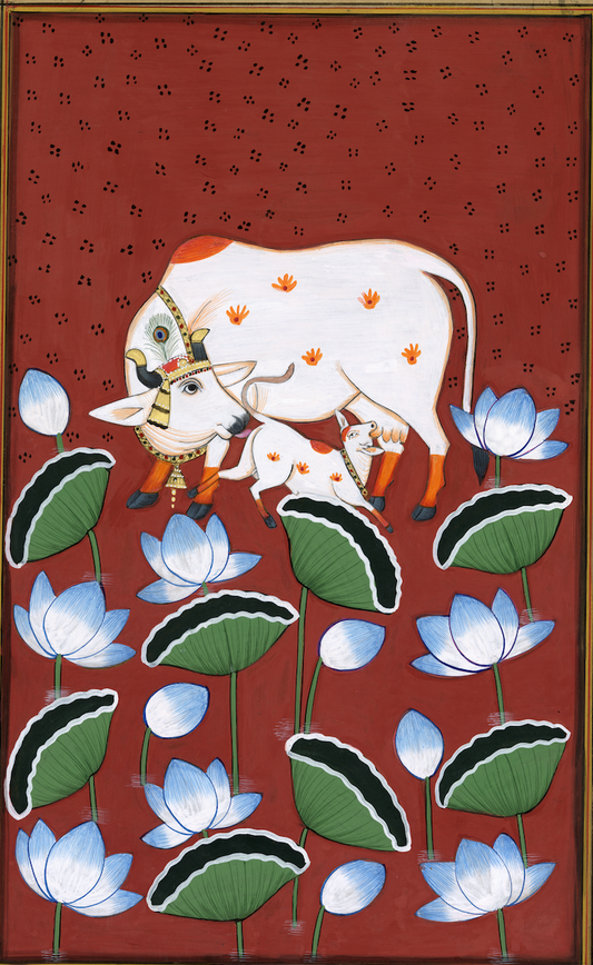 Deep Red Kamdhenu Cow With Calf Nandini - Nakhrro