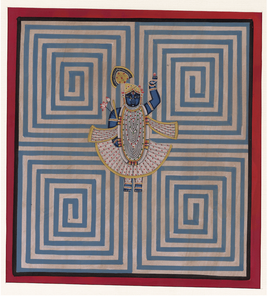 Blue Contemporary Geometric Pichwai - Nakhrro