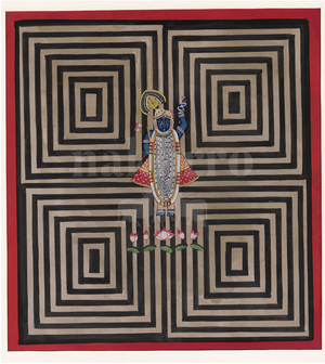Shrinathji in Black Concentric Squares — artwork reference for hand-painted original
