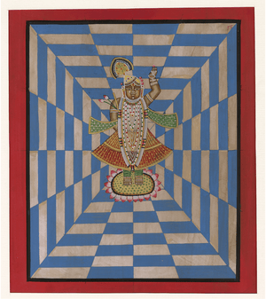 Shrinathji in Blue Optical Grid — artwork reference for hand-painted original