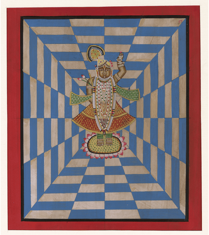 Blue Shrinath Ji In Maze Contemporary Geometric Pichwai - Nakhrro