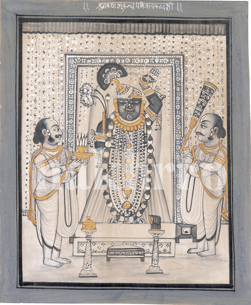 Black & White Shukla Pavitra Ekadashi Pichwai - Nakhrro