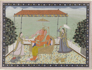 Royal Ganesha on Throne – Pichwai Miniature - Nakhrro