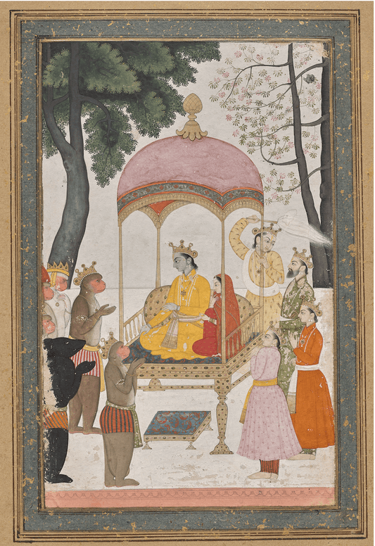 Rama Darbar with Hanuman – Archival Indian Miniature Art Print