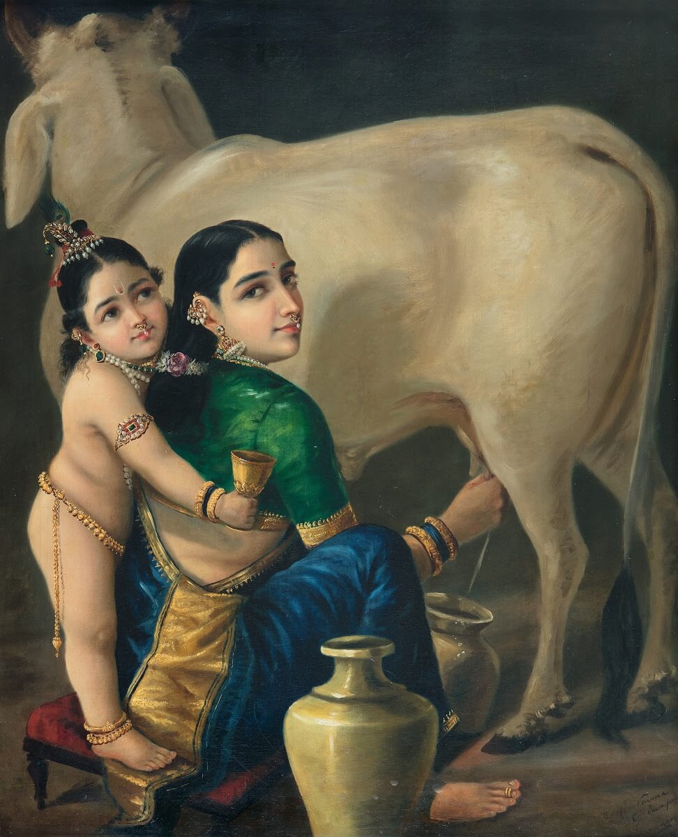 Yashoda and Krishna by Raja Ravi Varma — India's Most Iconic Painting | Museum-Grade Art Print - Nakhrro