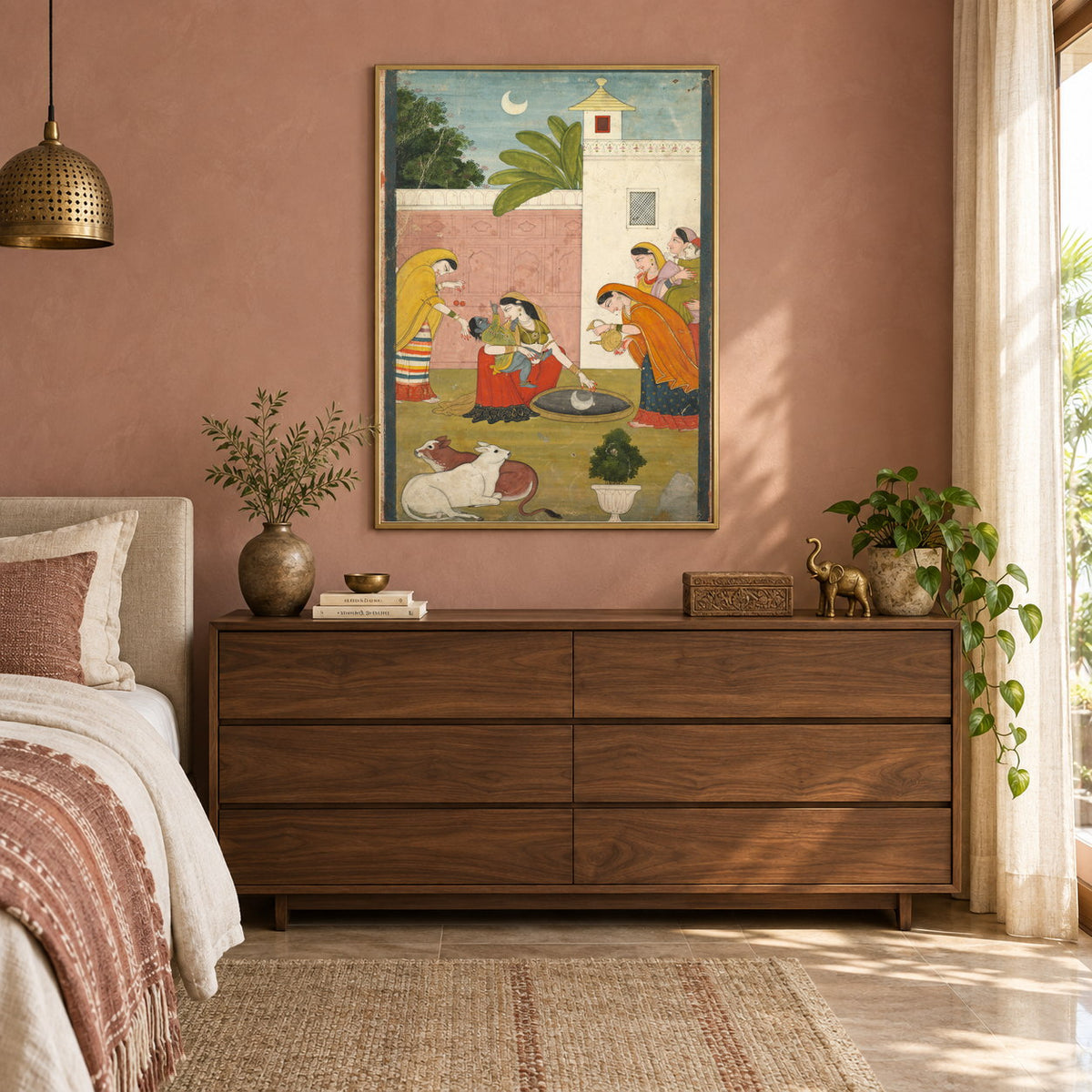 Bal Krishna Reaches for the Moon museum-grade art print in a bedroom