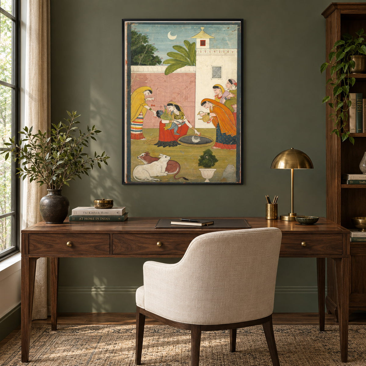 Bal Krishna Reaches for the Moon museum-grade art print in a study