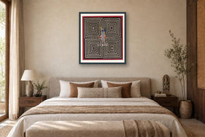Contemporary Black Geometric Pichwai styled in a premium bedroom