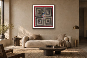 Contemporary Black Geometric Pichwai styled in a premium living room