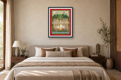 Venu Raas Leela Pichwai styled in a premium bedroom