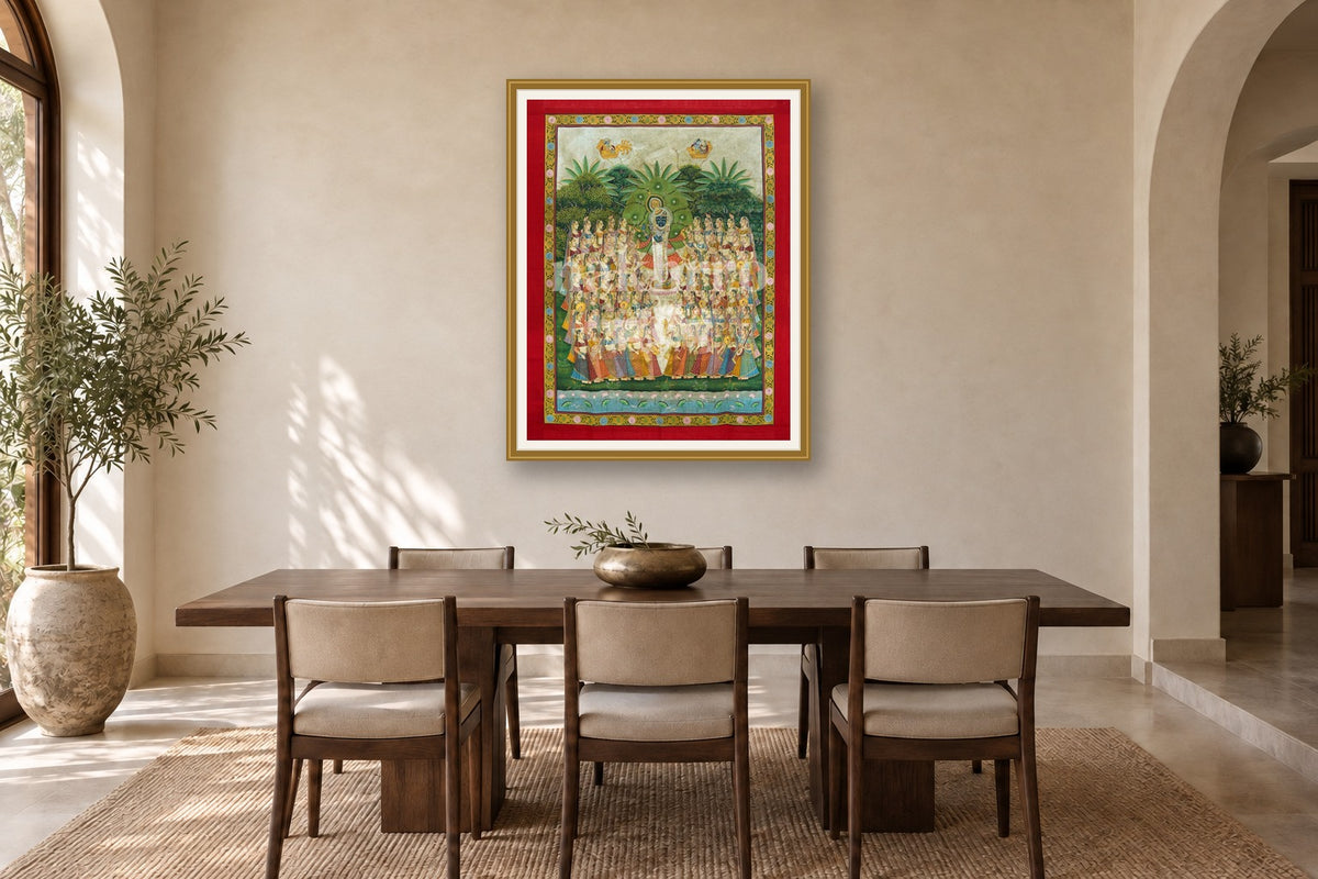Venu Raas Leela Pichwai styled in a premium dining room