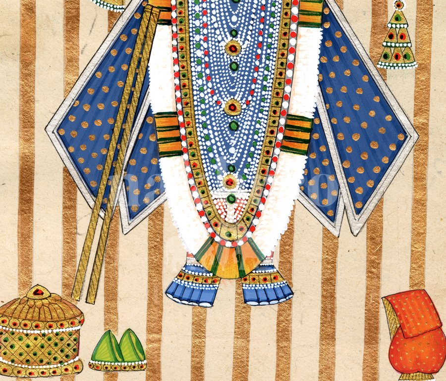 blue gold stripe shrinathji detail 2 | Nakhrro museum-grade archival print