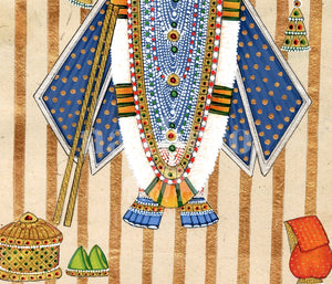 blue gold stripe shrinathji detail 2 | Nakhrro museum-grade archival print