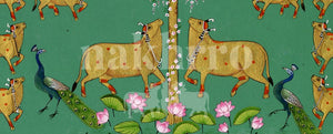 golden cows tree teal detail 2 | Nakhrro museum-grade archival print
