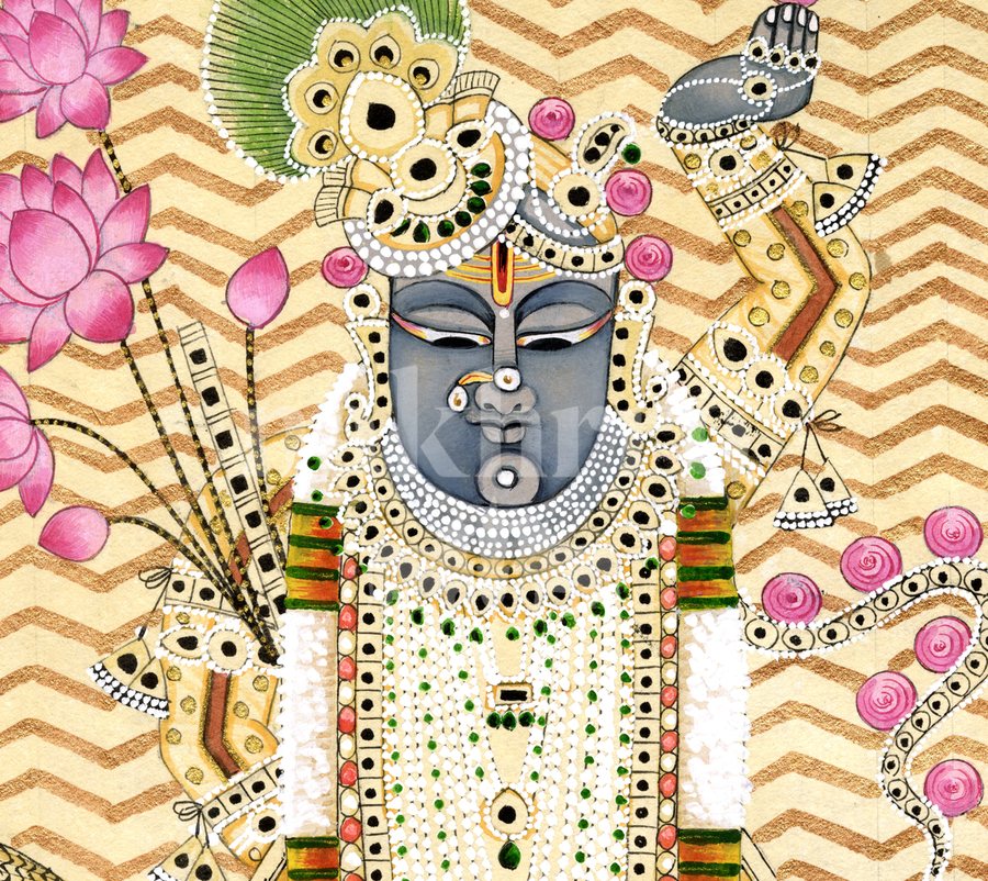 ivory gold shrinathji detail 1 | Nakhrro museum-grade archival print