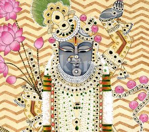 ivory gold shrinathji detail 1 | Nakhrro museum-grade archival print