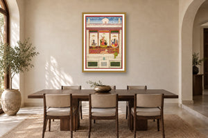 Durga, Vishnu & Shiva museum-grade art print in a dining room
