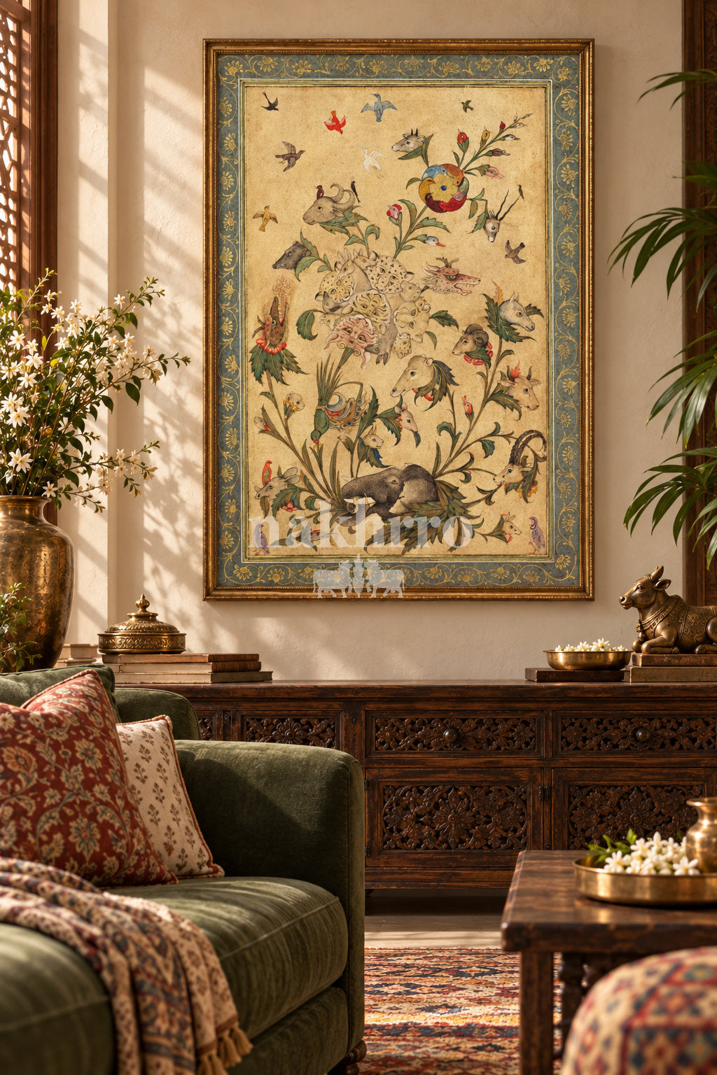 Fantastical Animals and Birds — living room styling mockup