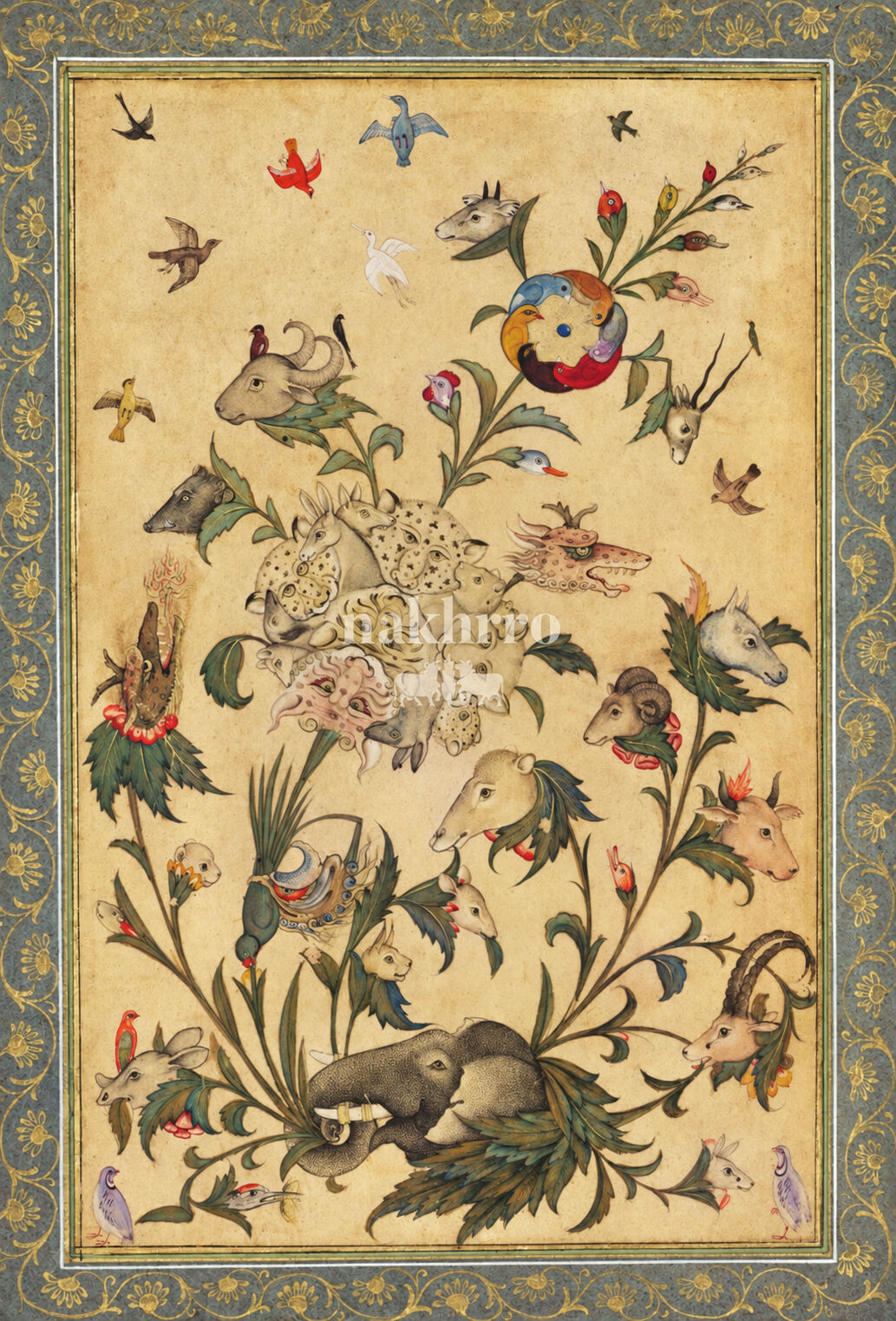 Fantastical Animals and Birds — floral miniature artwork