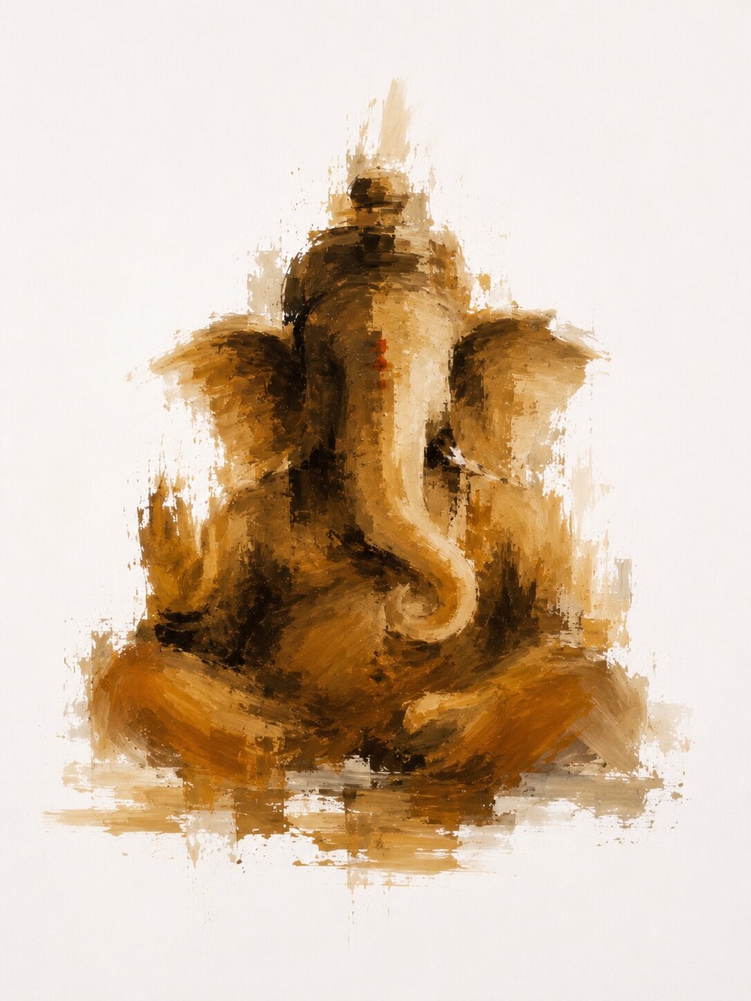 Contemporary Indian painting of Ganesha in warm ochre and earth tones