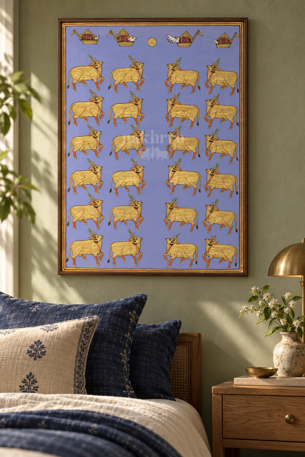 Golden Cow Procession on Lavender — room view 2