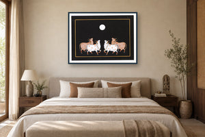 Gopashtami Full Moon Kamdhenu styled in a premium bedroom