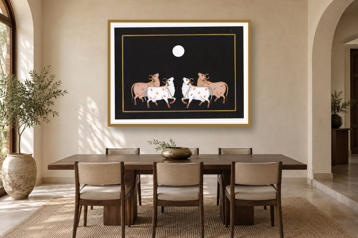 Gopashtami Full Moon Kamdhenu styled in a premium dining room