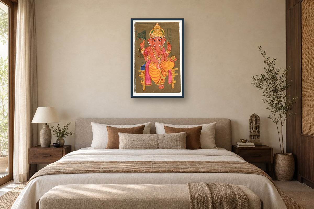 Gracious Ganesha Postcard styled in a premium bedroom