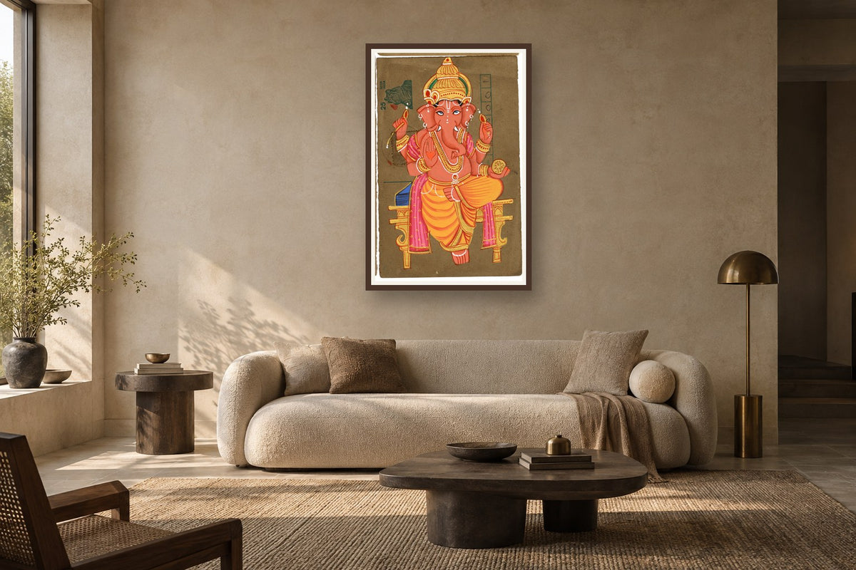 Gracious Ganesha Postcard styled in a premium living room