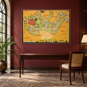 Hanuman Chalisa Artwork Print – Museum-Grade Canvas & Paper Wall Art — study room styling mockup; frame shown for illustration