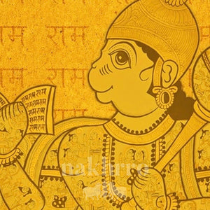 Hanuman with Ram Naam | Devotional Wall Art for Pooja Room and Living Room — original artwork close-up 3