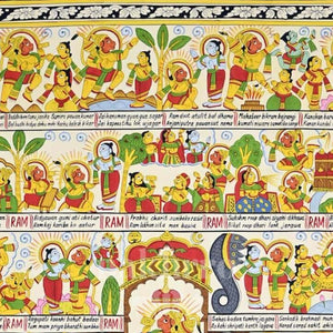 Hanuman Chalisa in English Text | Complete Illustrated Chalisa in Red and Ivory | Museum-Grade Archival Art Print — original artwork close-up 1