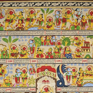 English Hanuman Chalisa Illustrated Phad Art Print | Archival Paper & Canvas — original artwork close-up 1