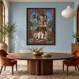 Panchamukhi Hanuman | Five-Faced Protector Museum-Grade Art Print — dining room styling mockup; frame shown for illustration