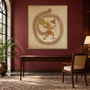 Hanuman Carrying Sanjeevani — study room styling mockup; frame shown for illustration