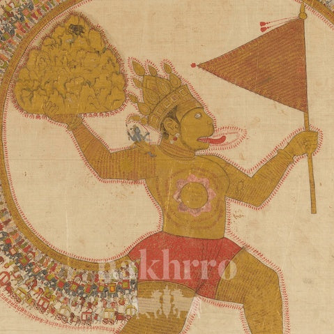 Hanuman Carrying Sanjeevani — original artwork close-up 2
