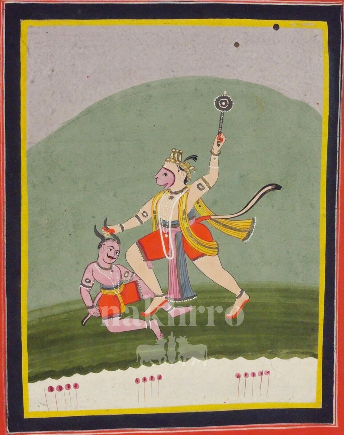 Hanuman Victory Scene | Museum-Grade Indian Miniature Art Print — full artwork