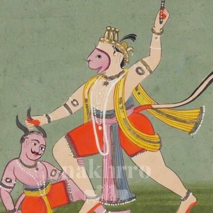 Hanuman Victory Scene | Museum-Grade Indian Miniature Art Print — original artwork close-up 2