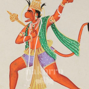 Hanuman Carrying Sanjeevani Parvat | Museum-Grade Indian Miniature Art Print — original artwork close-up 2