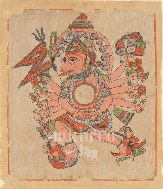 Panchamukhi Hanuman | Museum-Grade Indian Miniature Art Print — full artwork