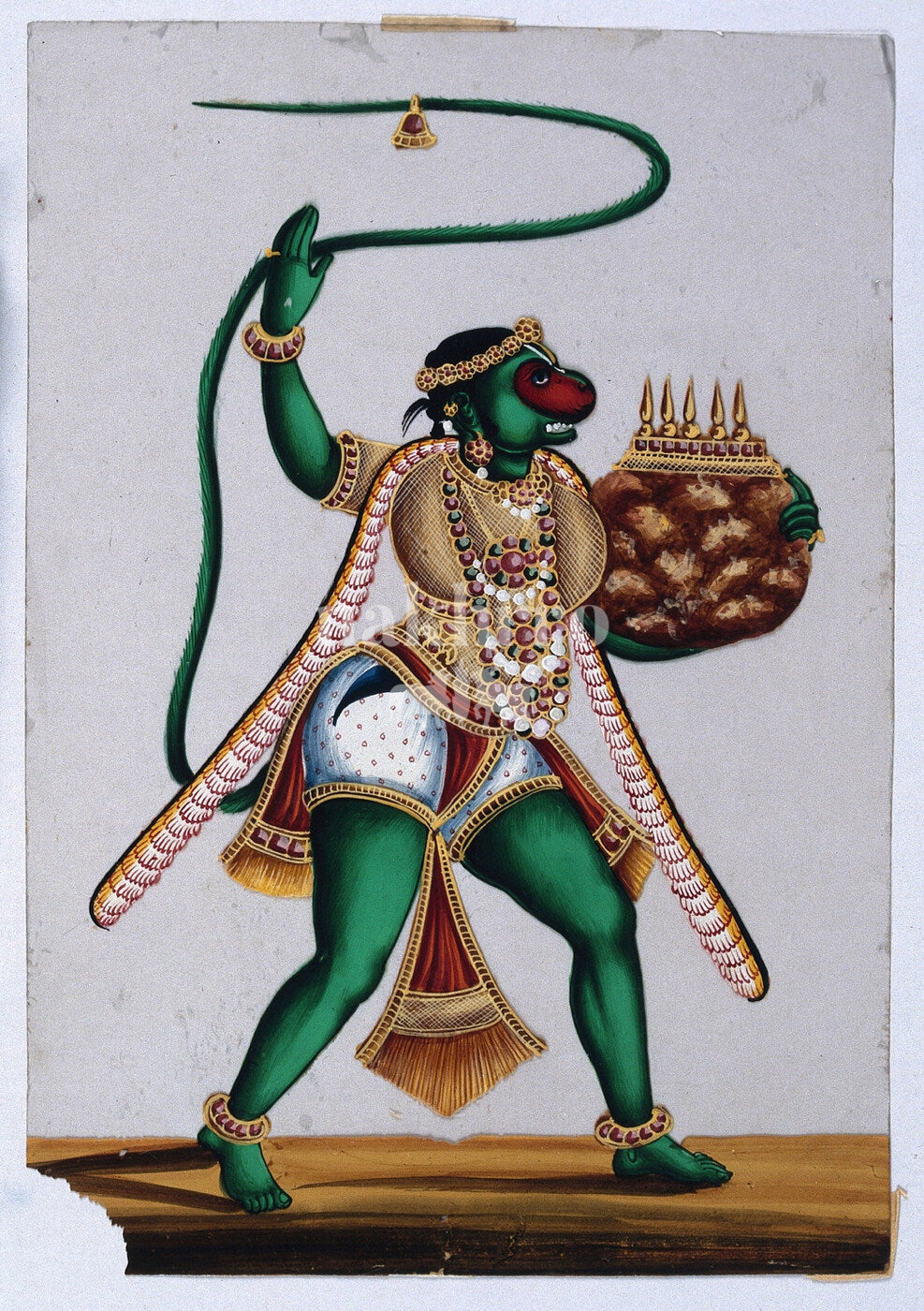 Hanuman carrying the Sanjeevani mountain in Indian miniature art