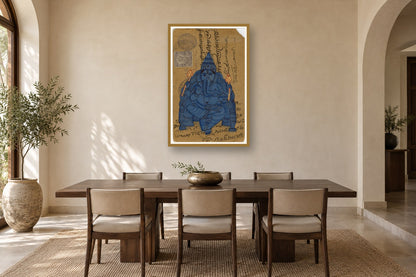 Indigo Ganesha Postcard styled in a premium dining room