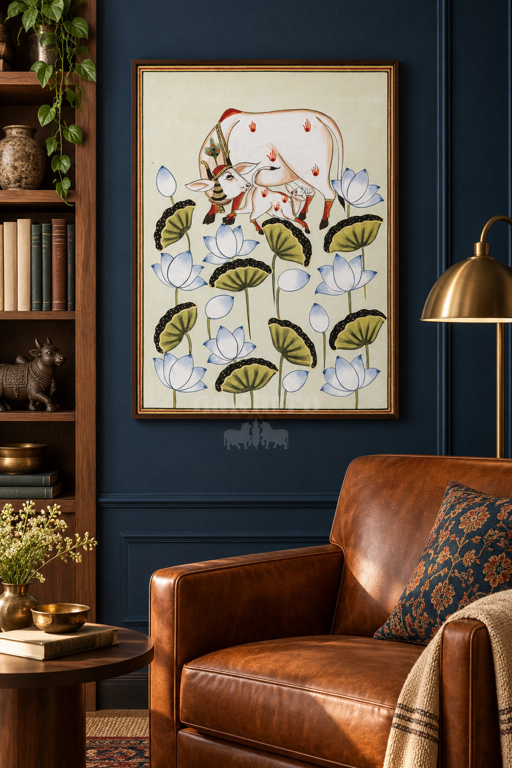 Ivory Cow and Calf among Lotuses — room view 2