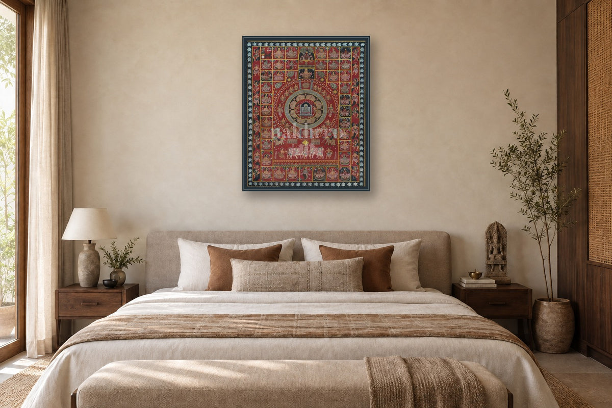 Jain Kalachakra Art with 24 Tirthankars in a bedroom