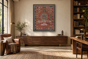 Jain Kalachakra Art with 24 Tirthankars in a study room