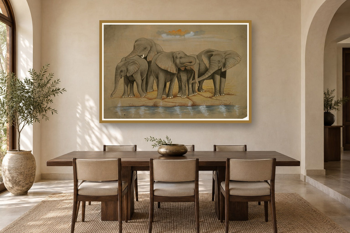 Joyful Elephant Bath styled in a premium dining room