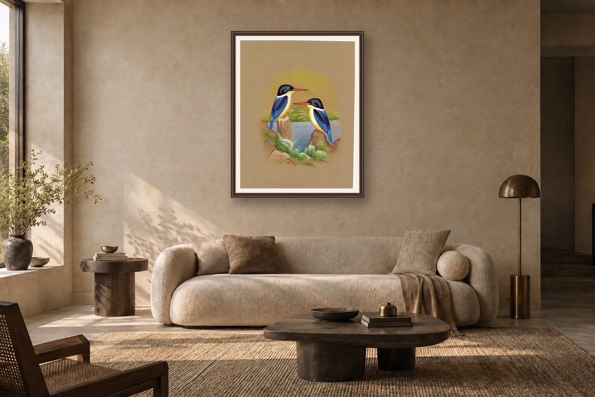 Kingfisher Bird styled in a premium living room