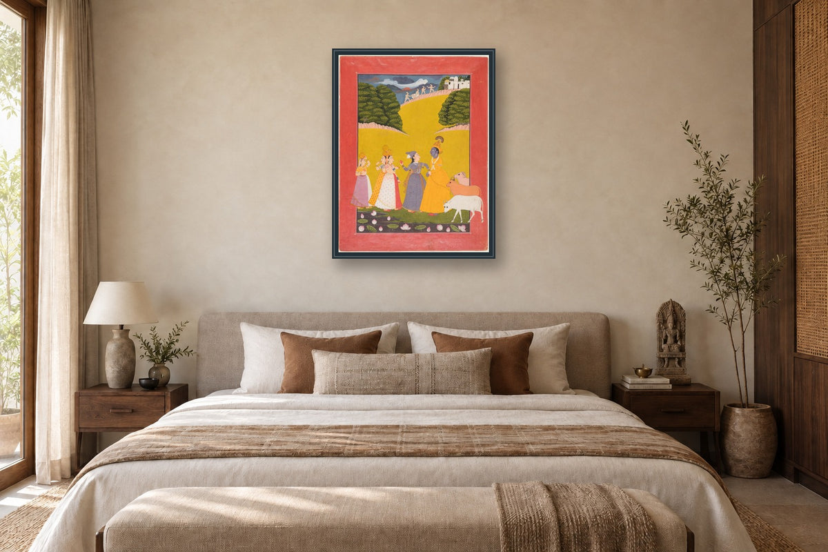 Krishna with Gopis in a Lotus Pond in a bedroom